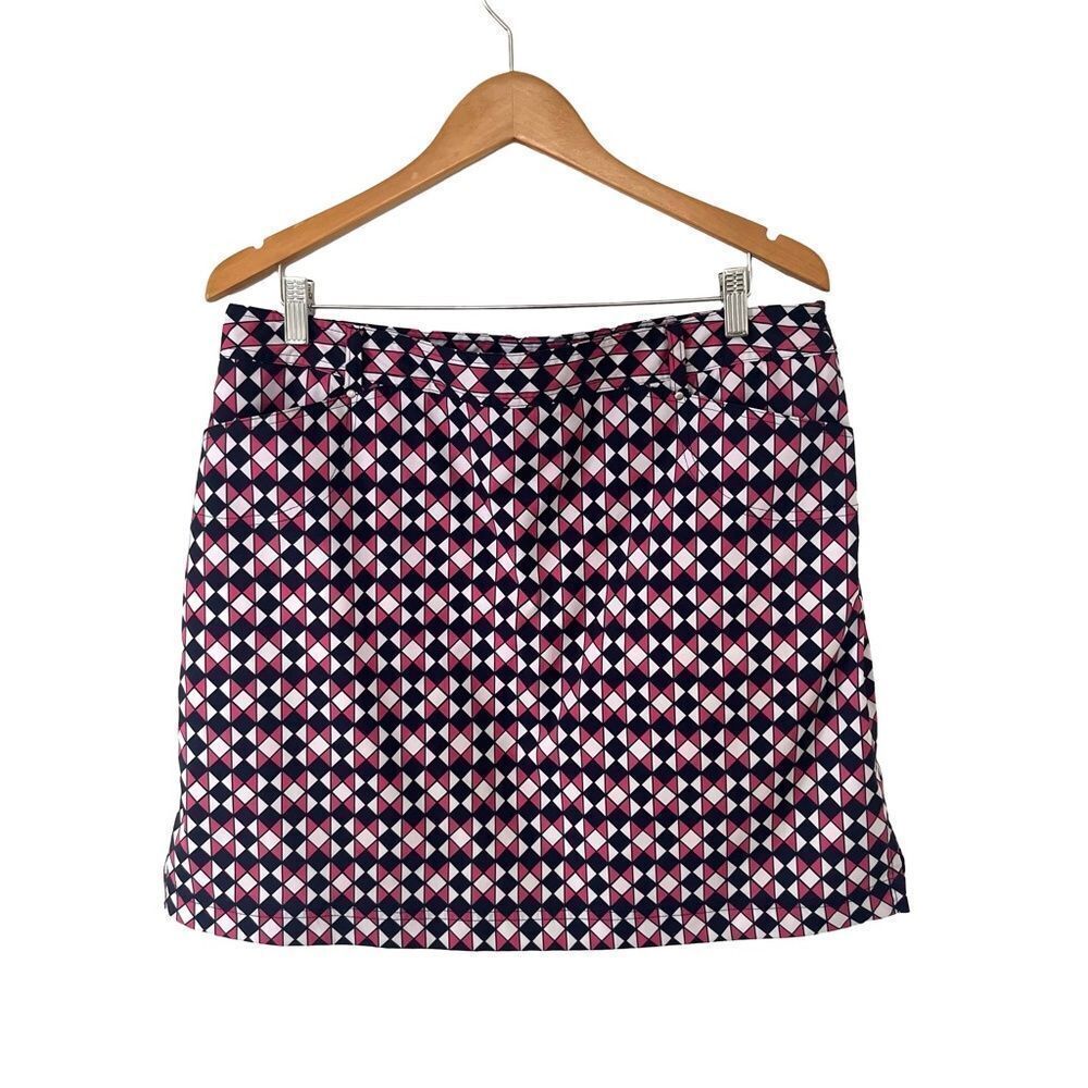 Nivo by Lanctot Pink Navy Geometric Athletic Golf Skort Skirt‎